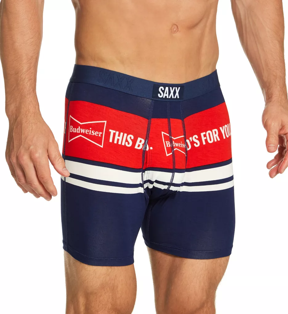 Ultra Budweiser Fly-Front Boxer Navy Placement Stripe M