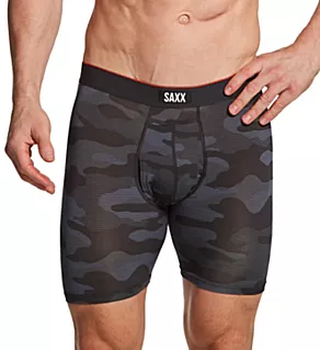 Multi-Sport Mesh Boxer Brief w/ Fly Front Remote Camo - Black M