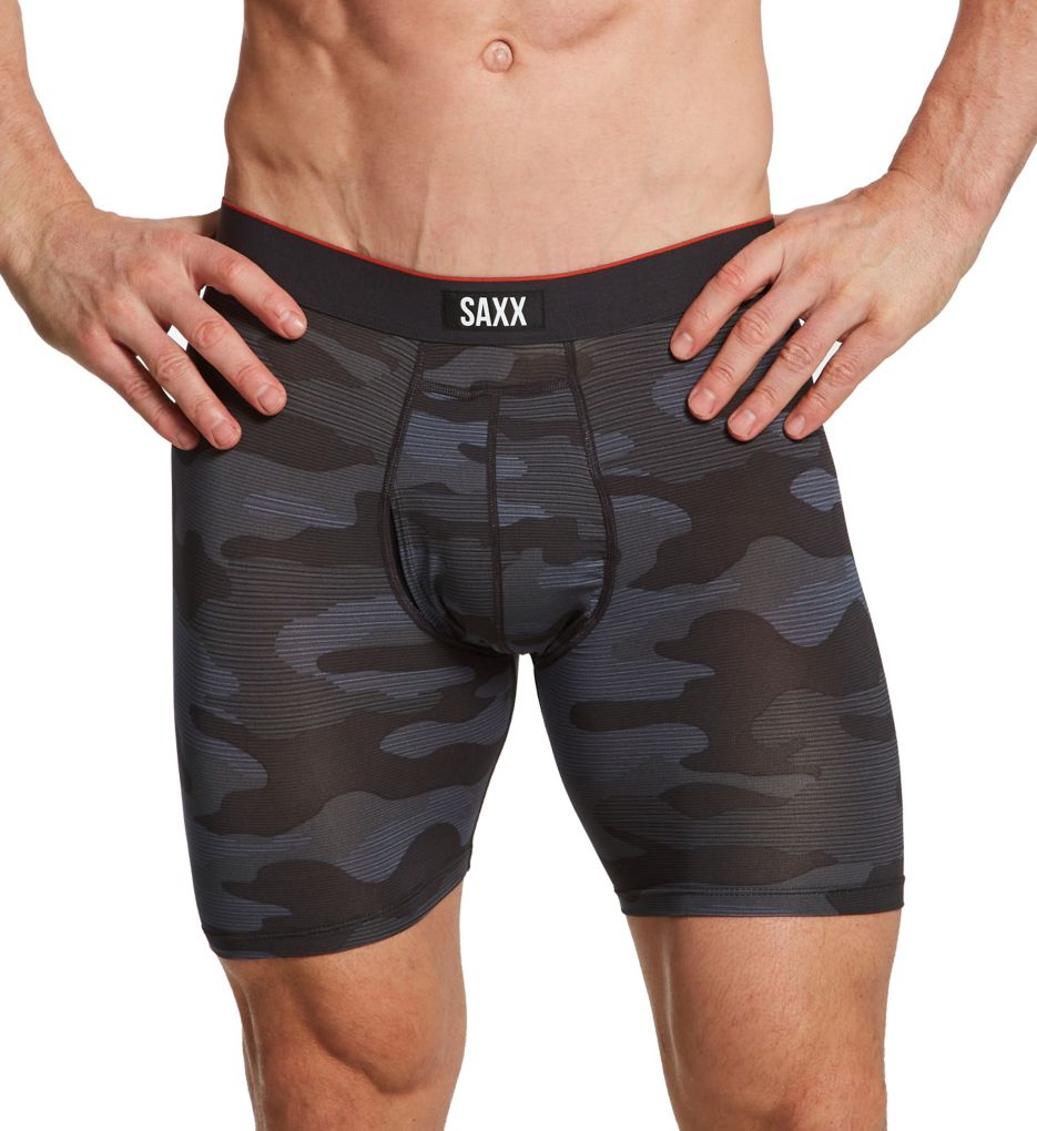 Saxx Underwear Multi-Sport Mesh Boxer Brief w/ Fly Front Remote Camo - Black XL  - Image 1