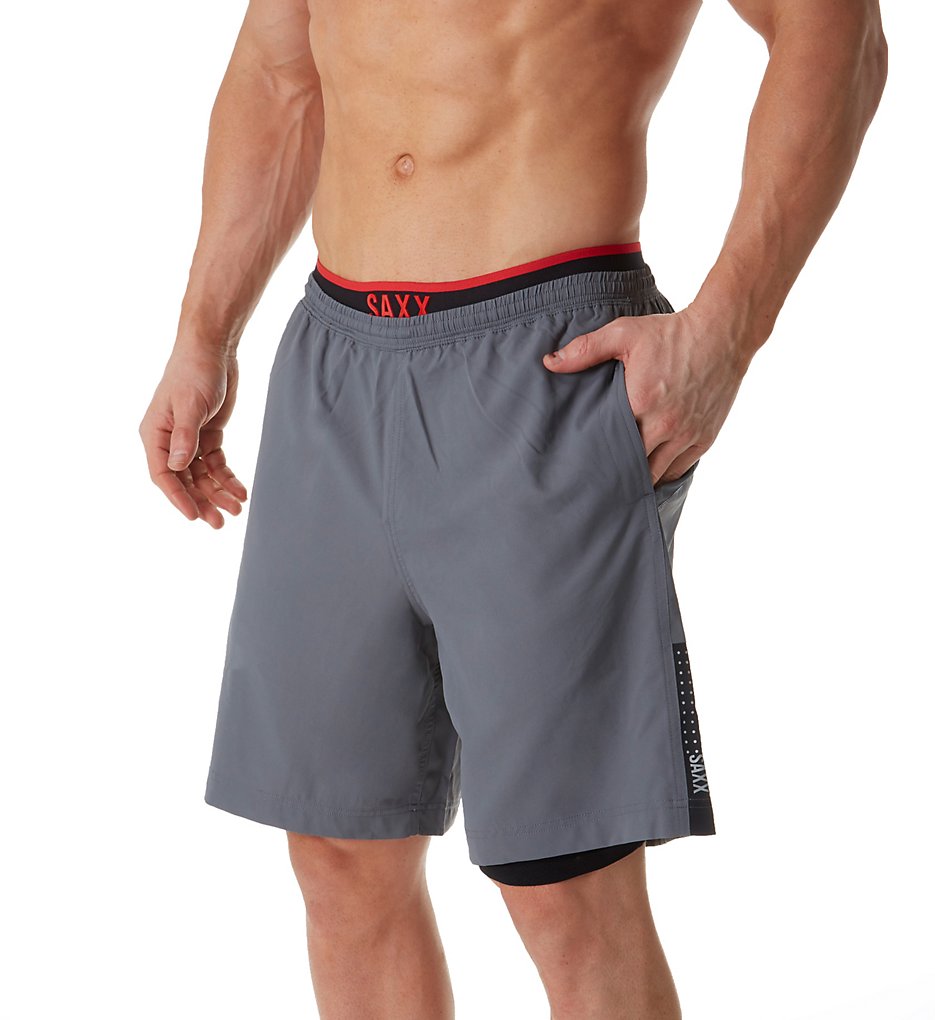 Saxx Underwear SXGS27 Kinetic Athletic Train Short With Built In Brief (Dark Charcoal)