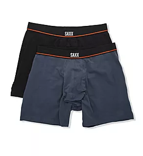 Non-Stop Stretch Cotton Boxer Brief w/ Fly 2 Pack Deep Navy/Black M