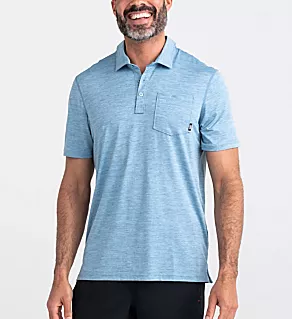 DropTemp All Day Cooling Polo Shirt Washed Blue Heather S