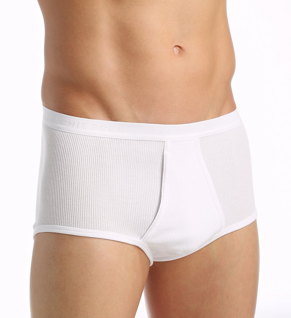 Schiesser 005046 Double Rib 100% Cotton Herrenslip Classic Briefs (White)