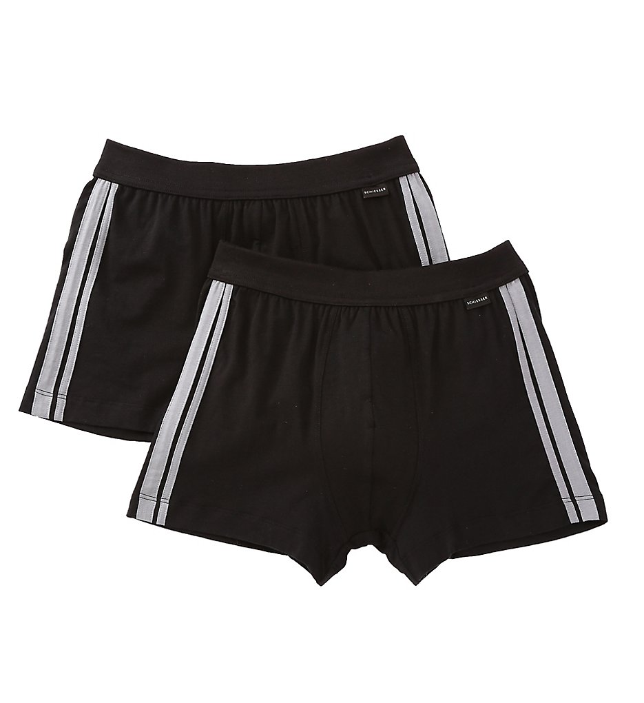 Schiesser 035111 Cotton Stretch Shorts - 2 Pack (Black)