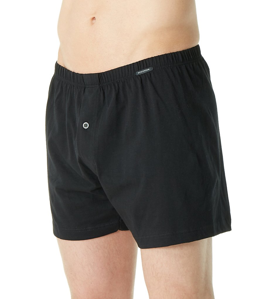 Schiesser 110291 Cotton Solid Jersey Boxer (Black)