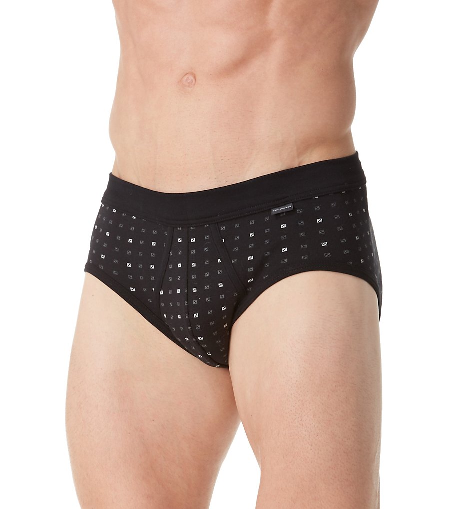 Schiesser 154458 Printed Sports Briefs (Black)