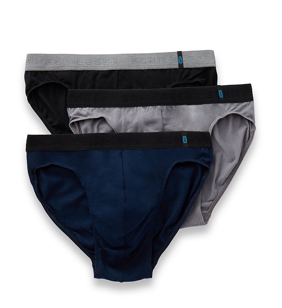 Schiesser 155586 95/5 Rio Briefs - 3 Pack (Black/Grey/Navy)