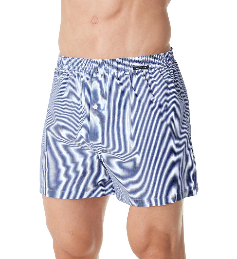 Schiesser 156280 Cotton Woven Boxer (Blue)
