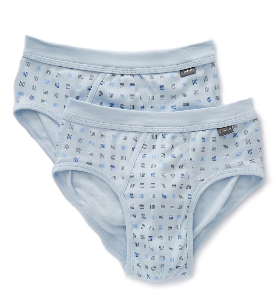 Schiesser 225167 Essentials Supercombed Sports Briefs - 2 Pack (Light Blue)