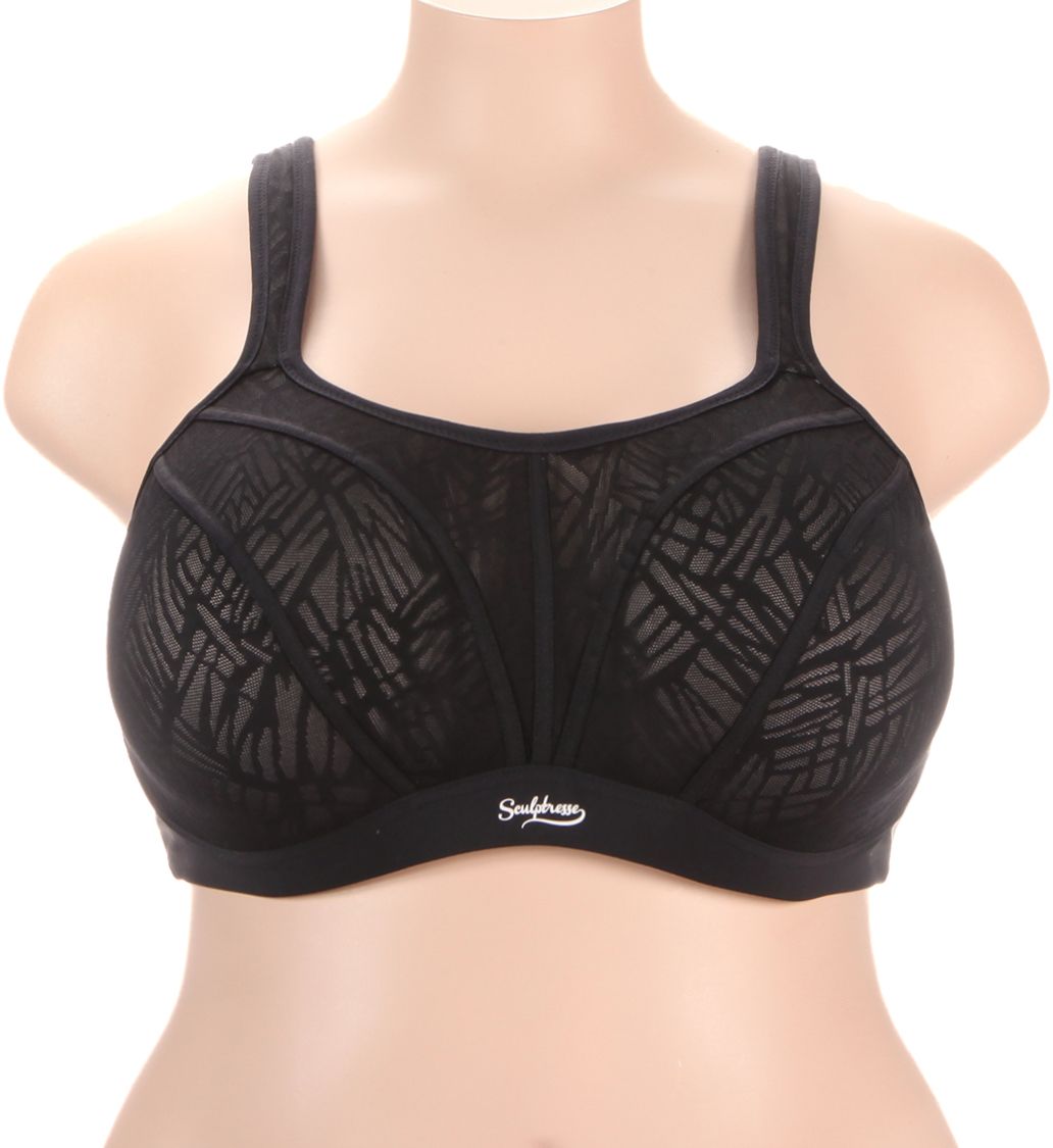 Sculptresse by Panache Plus Size Underwire Sports Bra Black/Chalk Lace 38F  - Image 1