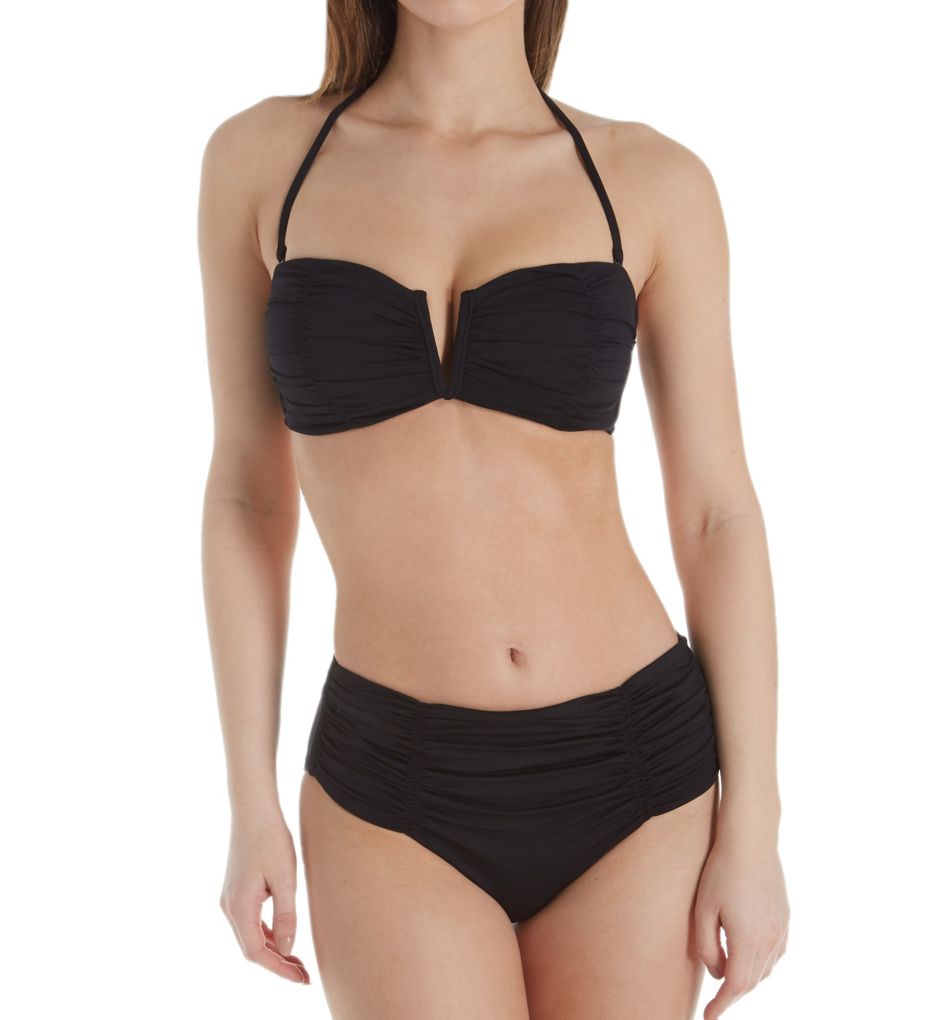 Basic Ruched Bandeau Bikini Swim Top-cs1