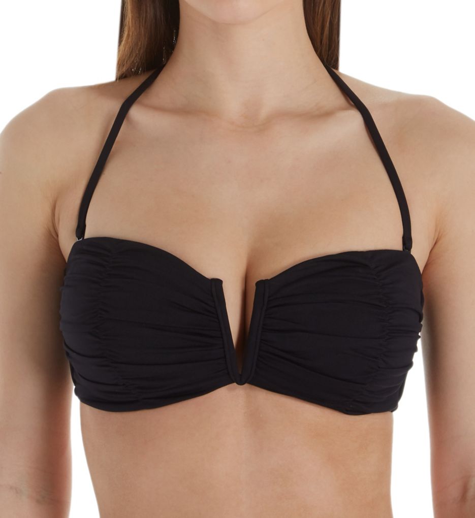 Basic Ruched Bandeau Bikini Swim Top-fs