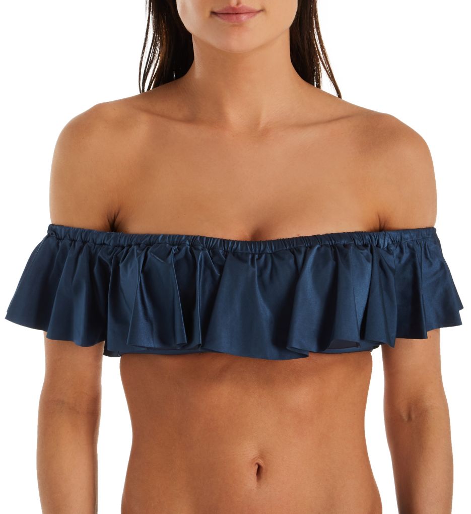 Shine On Cold Shoulder Frill Bandeau Swim Top-fs