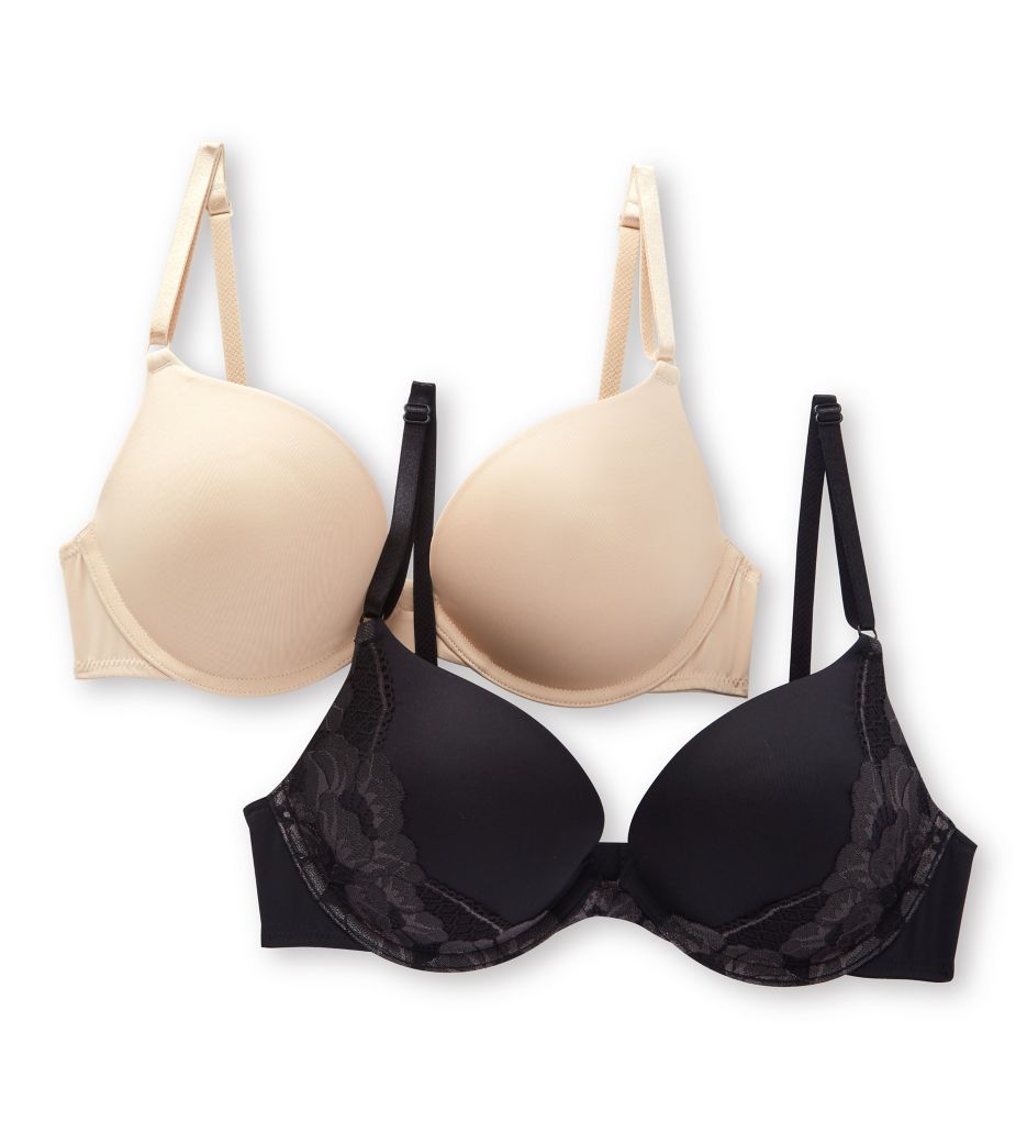 Maidenform Womens Push-Up Bras - Solid and Lace 2-Pack, 38B at