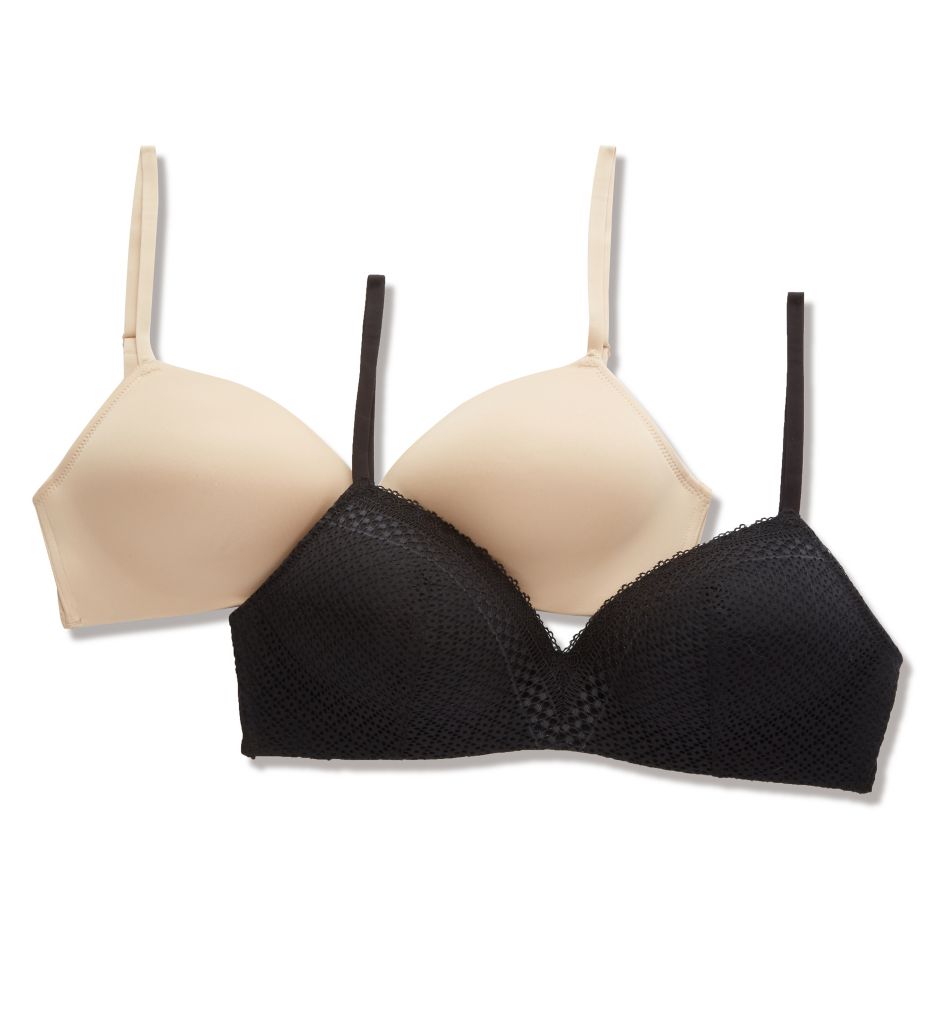 Self Expressions (2410774) -- Self Expressions SE0583 Convertible Wireless Bra - 2 Pack (Black/Latte Lift 40DD)