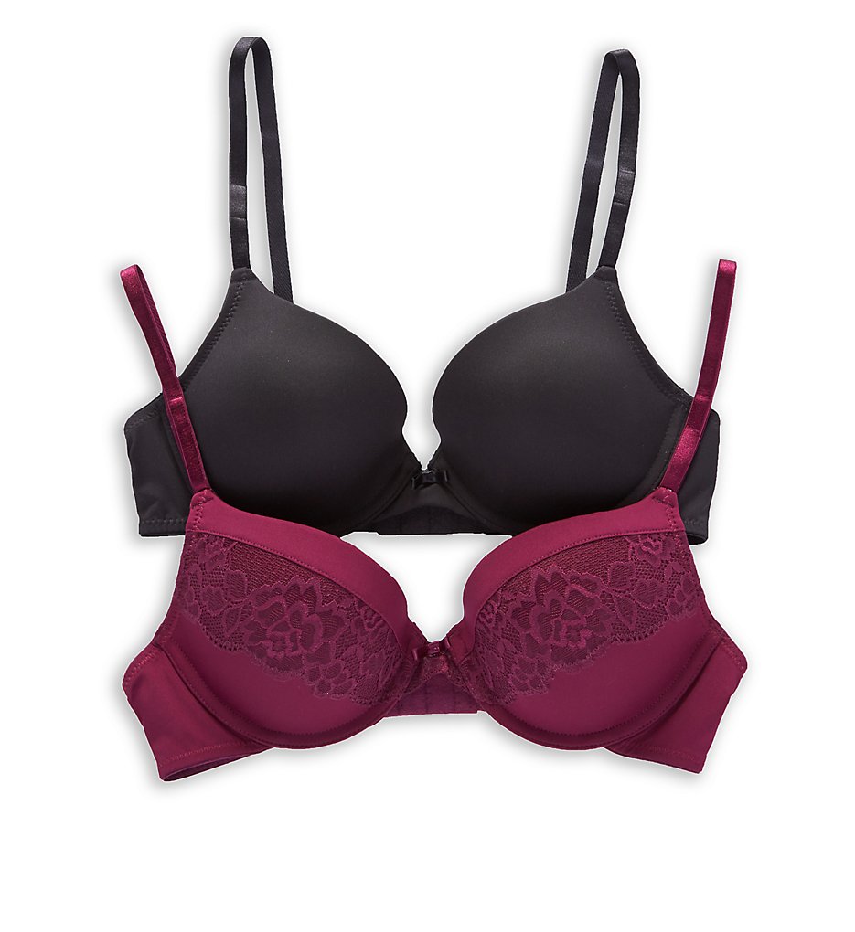 Self Expressions - Self Expressions SE5757 Push Up T-Shirt Bra - 2 Pack (Black/Galactic Red 40DD)