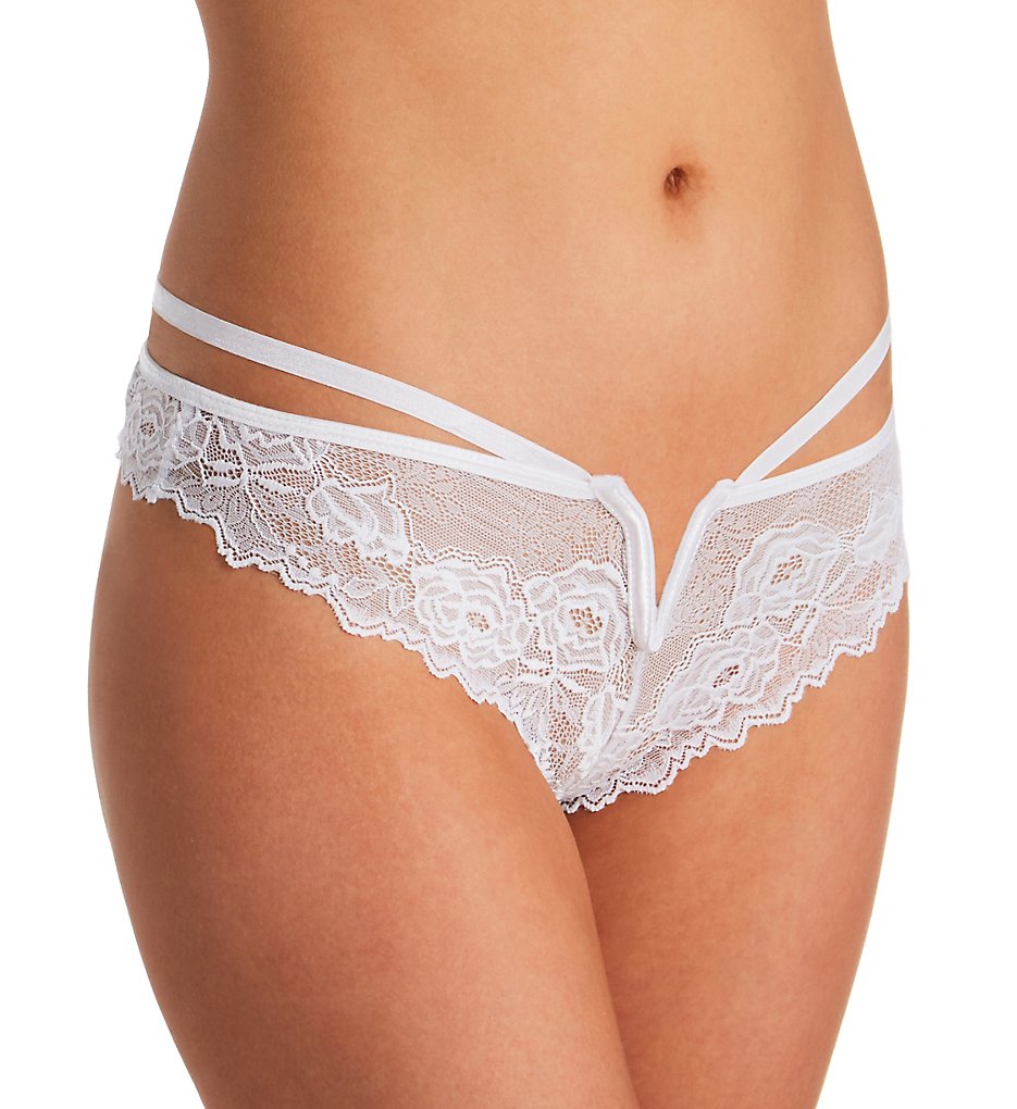 Seven 'til Midnight (2357882) - Seven 'til Midnight 10993 Strappy Lace Thong With Plunging V (White XL)