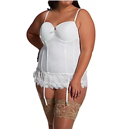 Plus Victorian Lace Bustier And Thong Set White 1X-2X