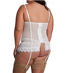 Plus Victorian Lace Bustier And Thong Set White 1X-2X