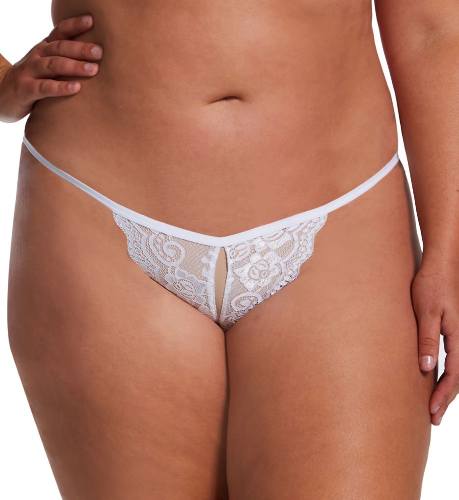 Plus Size Crochet Lace Split Crotch Thong STM-10648X