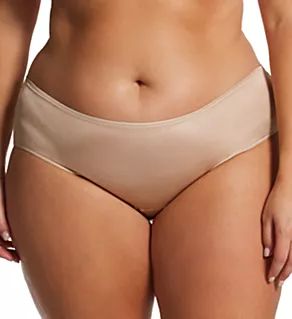 Plus Nylon Hidden Elastic Hipster Panty Nude 8