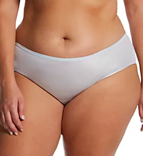 Plus Nylon Hidden Elastic Hipster Panty Silver 8