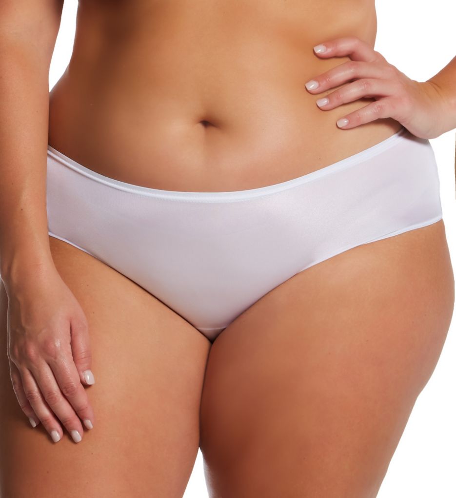 Shadowline Women's Plus Nylon Hidden Elastic Hipster Panty in White | Plus Size 11 | HerRoom.com