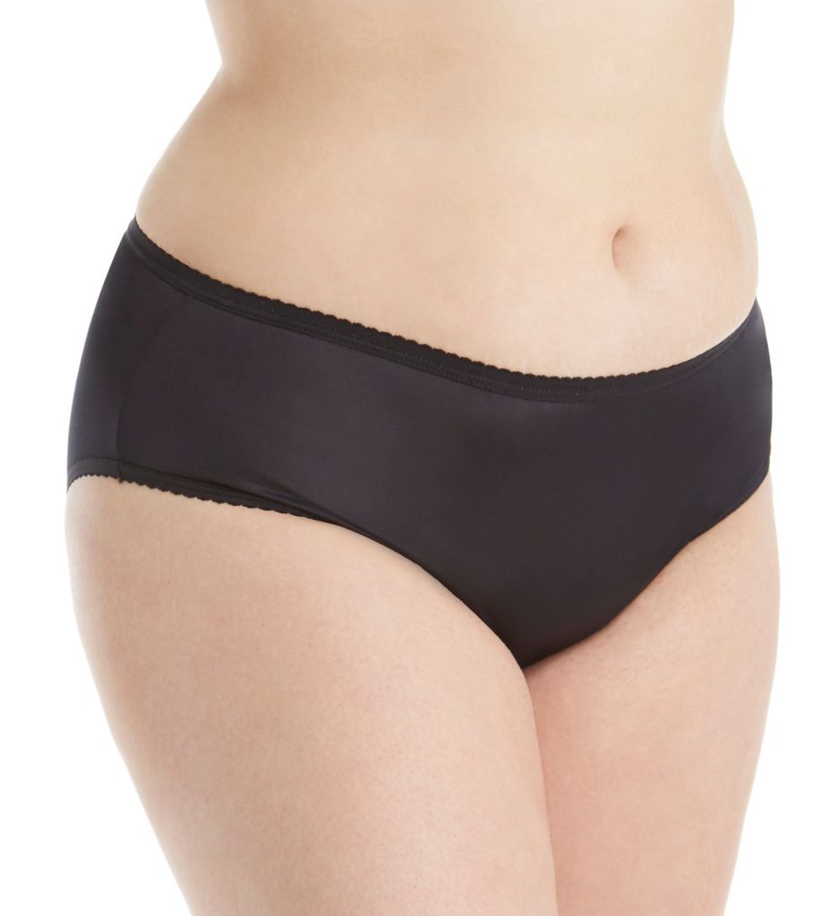 Shadowline Women's Plus Size Nylon Classics Hipster Panty in Black | Size 9 | HerRoom.com