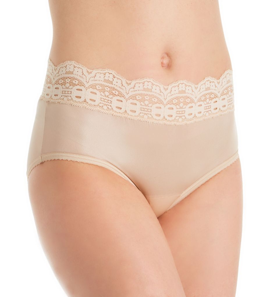 Women's Shadowline 11032 Nylon Hidden Elastic Hipster Panty (Nude 7)