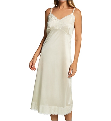 Ladies adjustable ribbon strap full slip with lace trim in plus sizes in white 