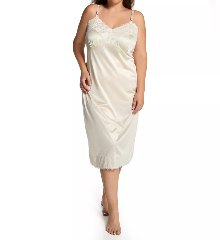 Plus Size Full Slip with Wide Lace Beige 46