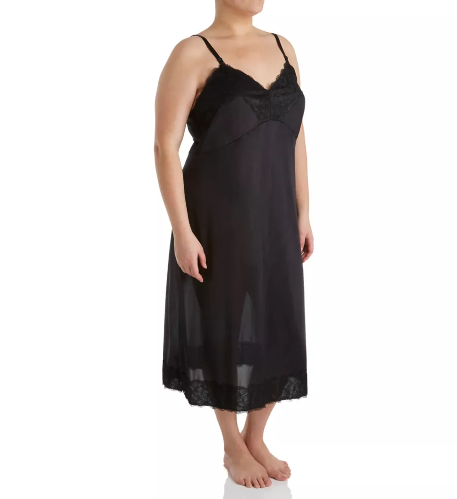 Plus Size Full Slip with Wide Lace Black 44