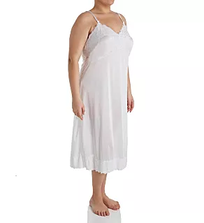Plus Size Full Slip with Wide Lace White 44