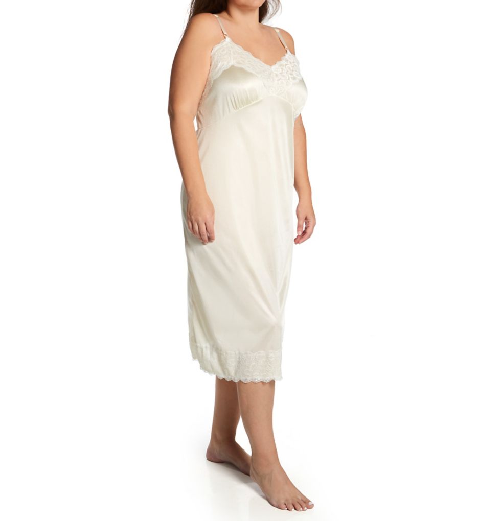 Shadowline Plus Size Full Slip with Wide Lace Beige 46  - Image 1