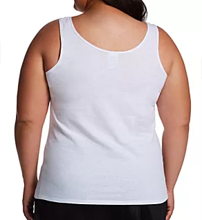 Plus Cotton Knit Lace Camisole White 2X