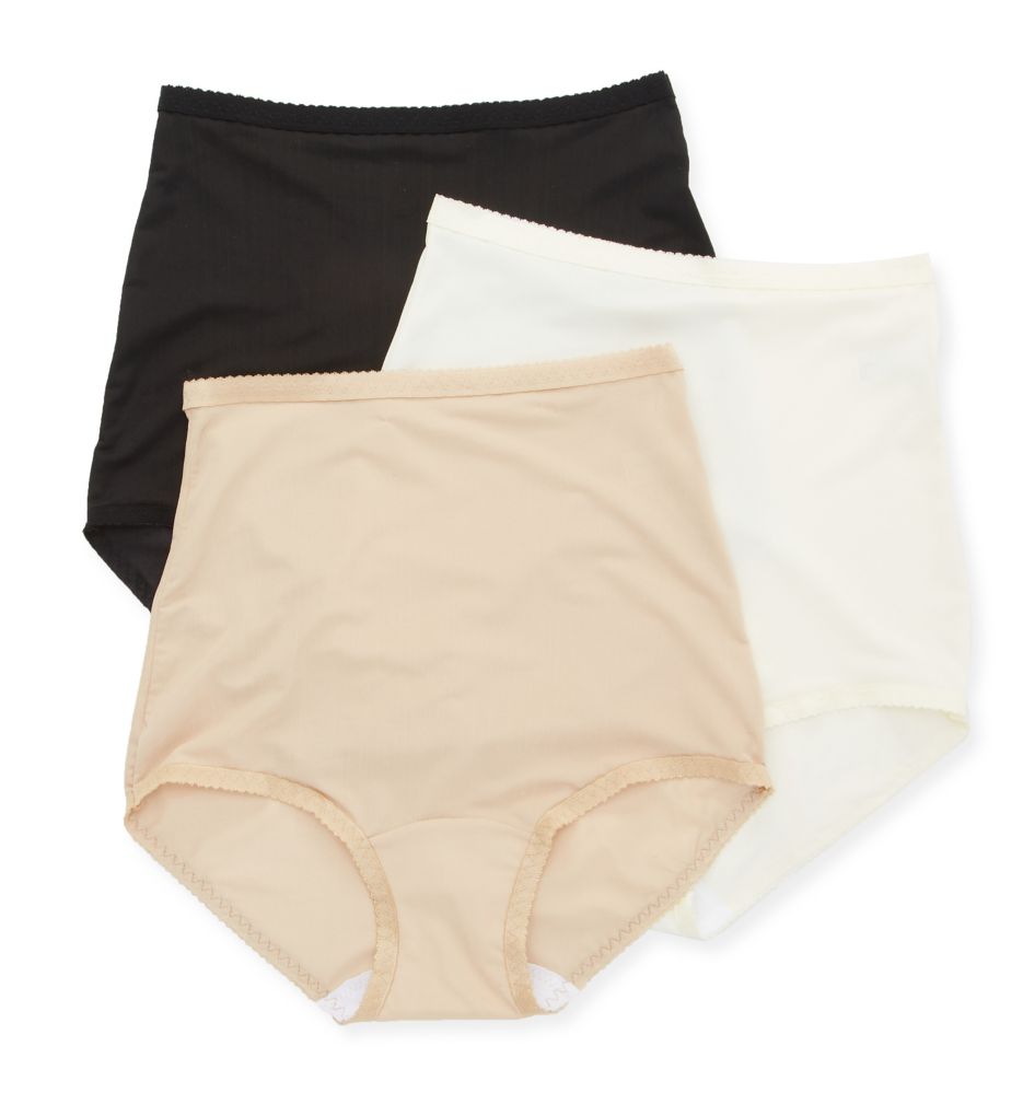 Shadowline Women's Plus-Size Panties-Low Rise Nylon Brief (3 Pack