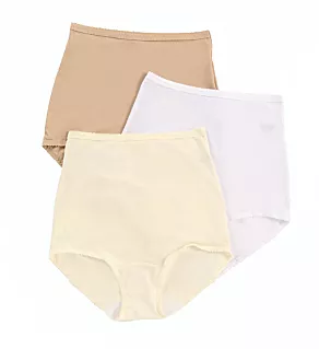 Plus Spandex Classics Brief Panty - 3 Pack Nude/Ivory/White 1X