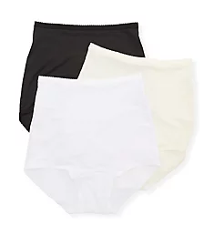 Plus Spandex Classics Brief Panty - 3 Pack Black/White/Ivory 1X