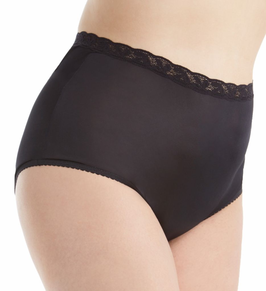 Shadowline Women's Panties-Hi Cut Nylon Brief (3 Pack), Black, 6 