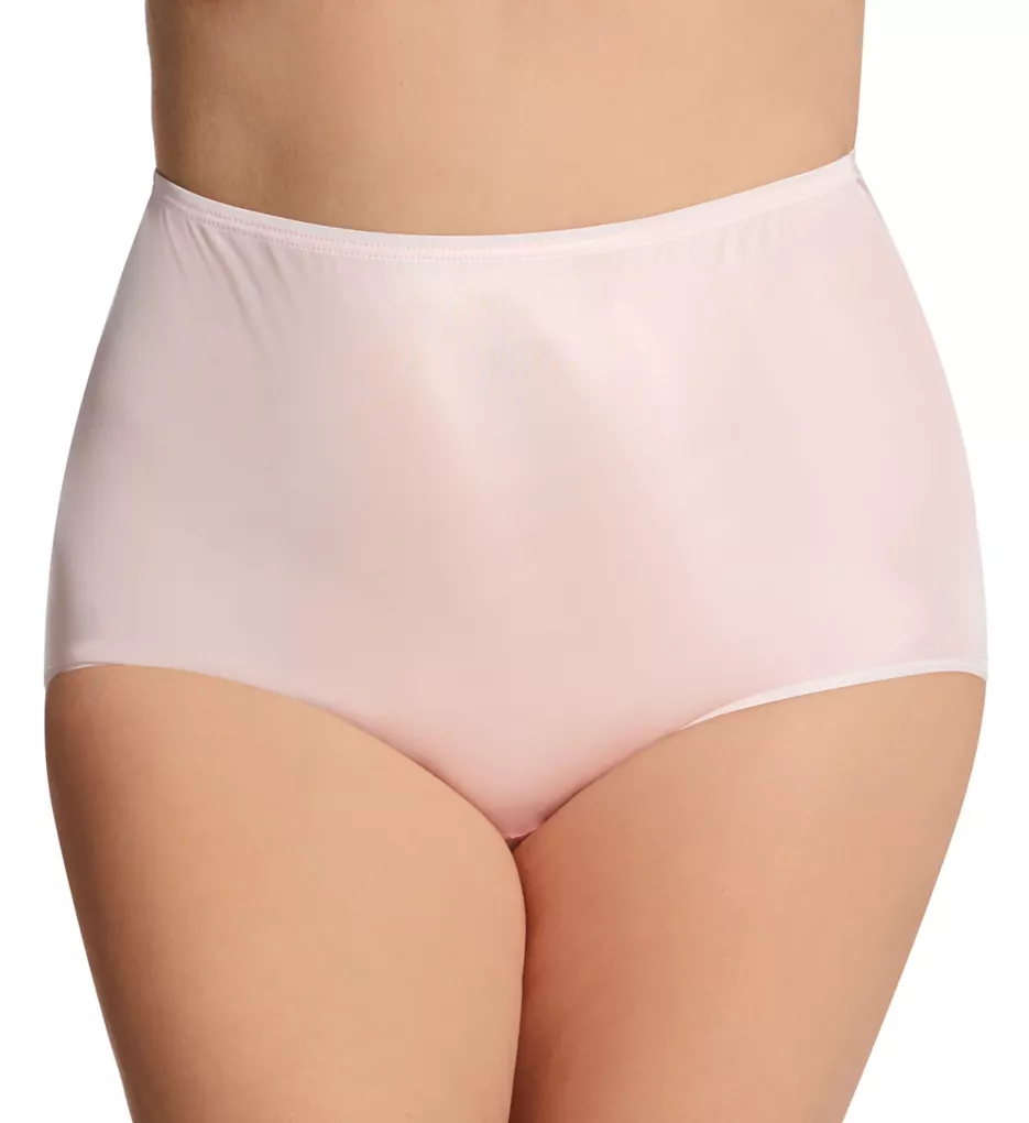 Plus Size Hidden Elastic Nylon Classic Brief Panty Blush 8