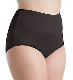 Plus Size Hidden Elastic Nylon Classic Brief Panty Black 8