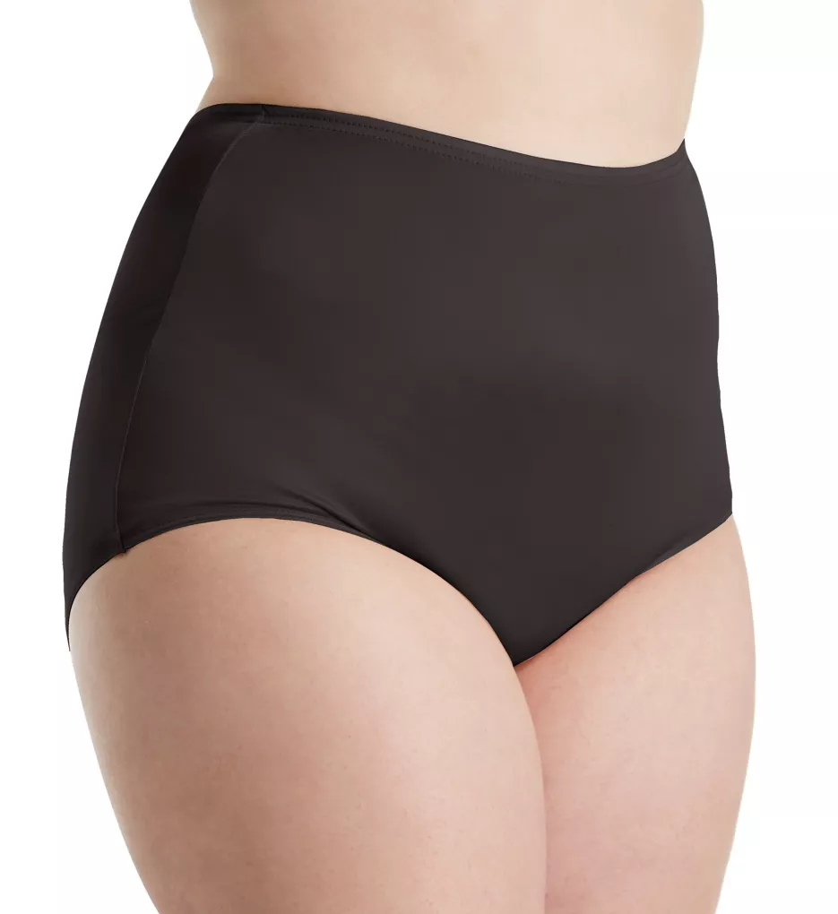 Plus Size Hidden Elastic Nylon Classic Brief Panty Black 8