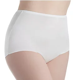 Plus Size Hidden Elastic Nylon Classic Brief Panty Ivory 8