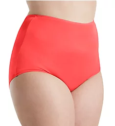 Plus Size Hidden Elastic Nylon Classic Brief Panty Red 8