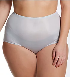 Plus Size Hidden Elastic Nylon Classic Brief Panty Silver 8
