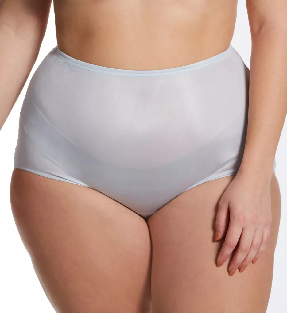 Plus Size Hidden Elastic Nylon Classic Brief Panty Silver 8