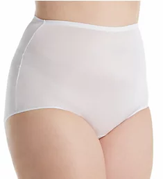 Plus Size Hidden Elastic Nylon Classic Brief Panty White 8