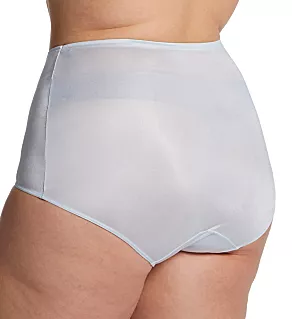 Plus Size Hidden Elastic Nylon Classic Brief Panty Silver 8