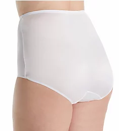 Plus Size Hidden Elastic Nylon Classic Brief Panty White 8