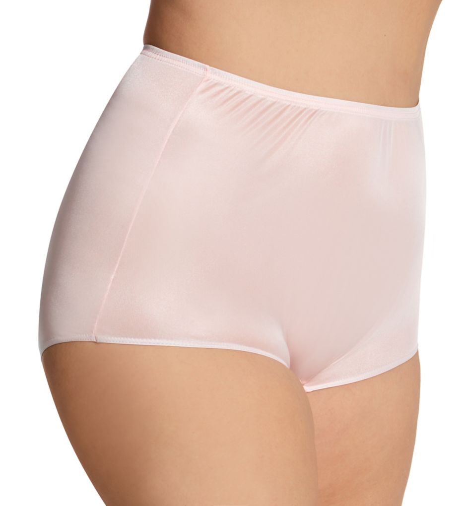 Shadowline Plus Size Hidden Elastic Nylon Classic Brief Panty Blush 11  - Image 1
